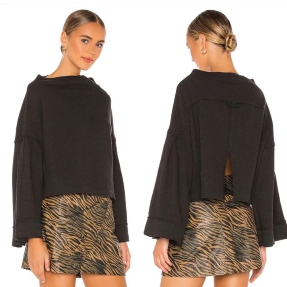We The Free Black Cowl Neck Sweater
